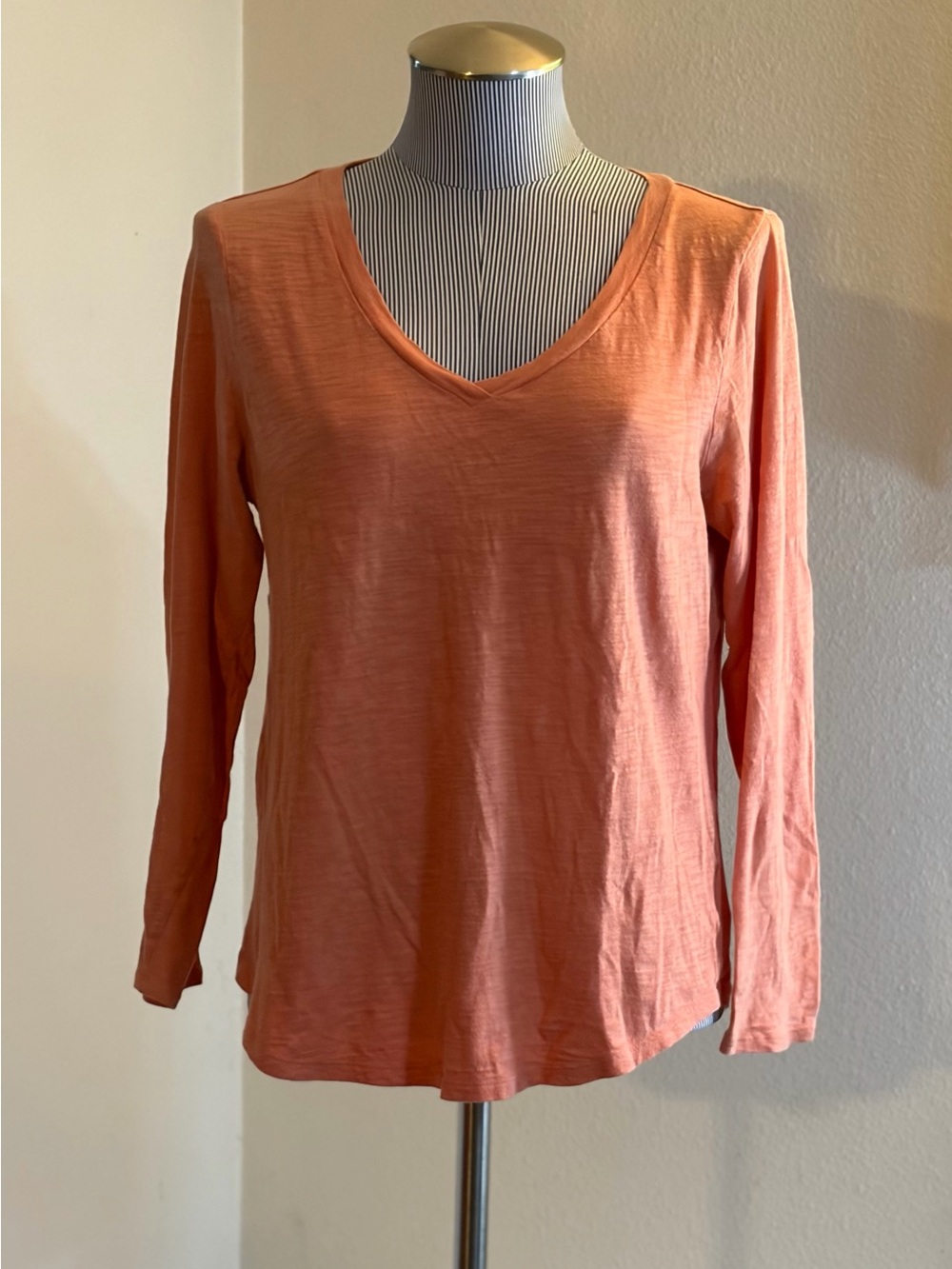 Old Navy Coral V-Neck Long Sleeve Tee